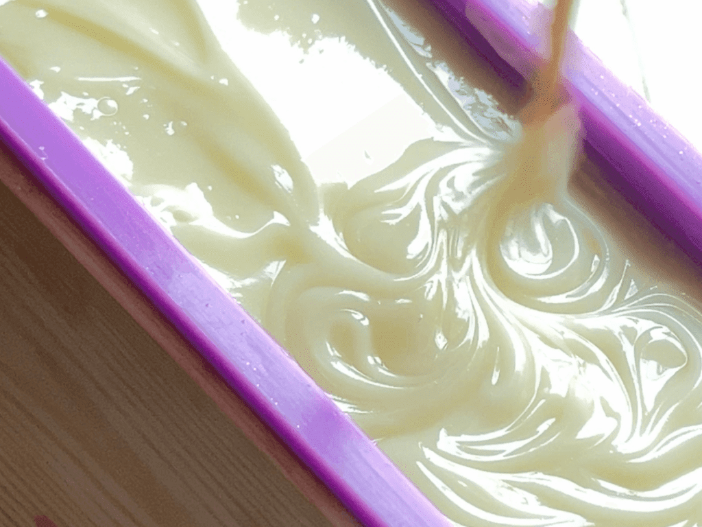 Soap being swirled with a chop stick.